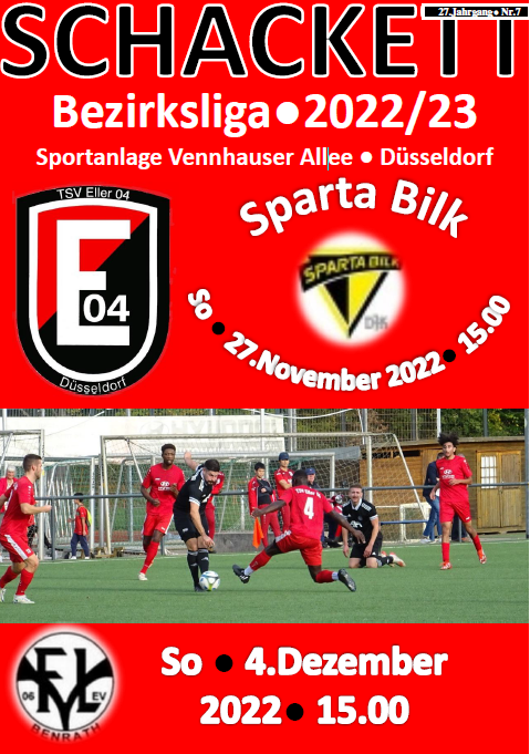 Vorschau auf die Heimspiele gegen Sparta Bilk am kommenden Sonntag, 27.November 2022 - 15.00 Uhr ... und VFL Benrath am Sonntag, 4.12.2022 - 15.00 Uhr