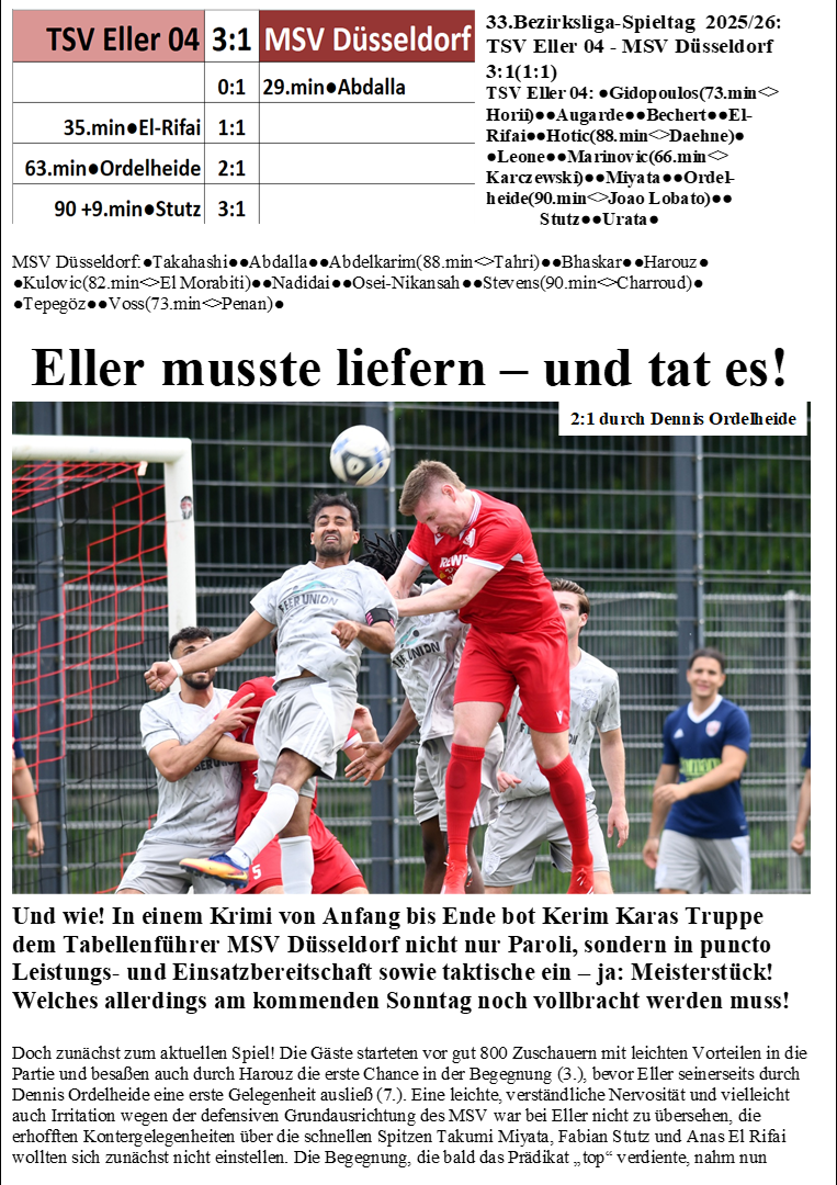 33.Bezirksliga-Spieltag  2025/26: TSV Eller 04 - MSV Düsseldorf 3:1(1:1)
