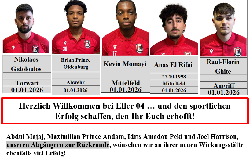 Das Kommen und Gehen bei Eller 04 in der Winterpause ...