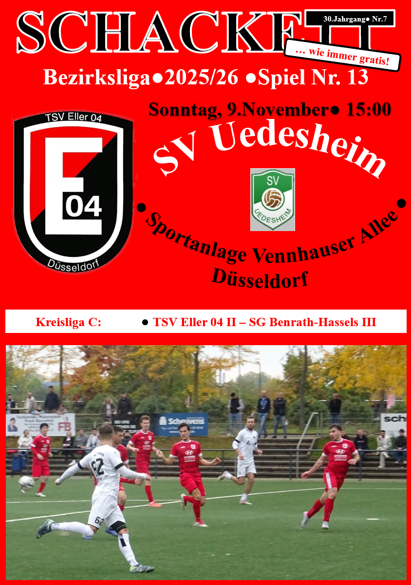 Vorschau auf das kommende Meisterschaftsspiel: TSV Eller 04 - SV Uedesheim am Sonntag, 9.November - 15.00 Uhr