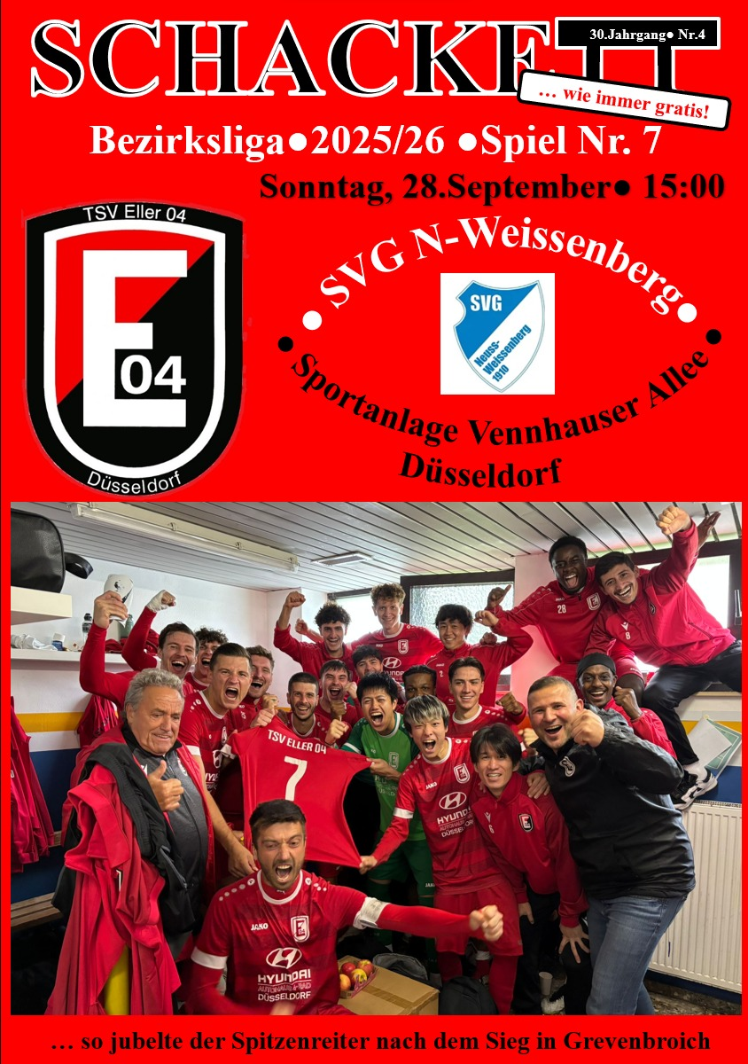 Vorschau auf das kommende Meisterschaftsspiel: TSV Eller 04 - SVG NE-Weissenberg am Sonntag, 28.September - 15.00 Uhr