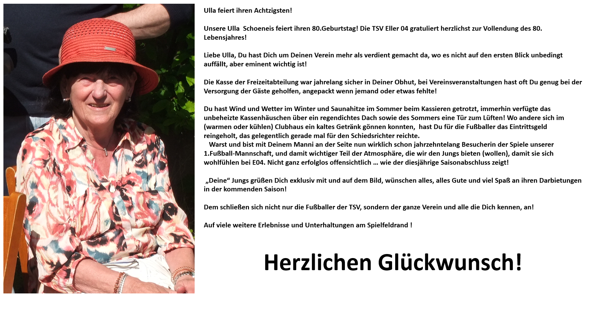 Ulla feiert ihren Achtzigsten!