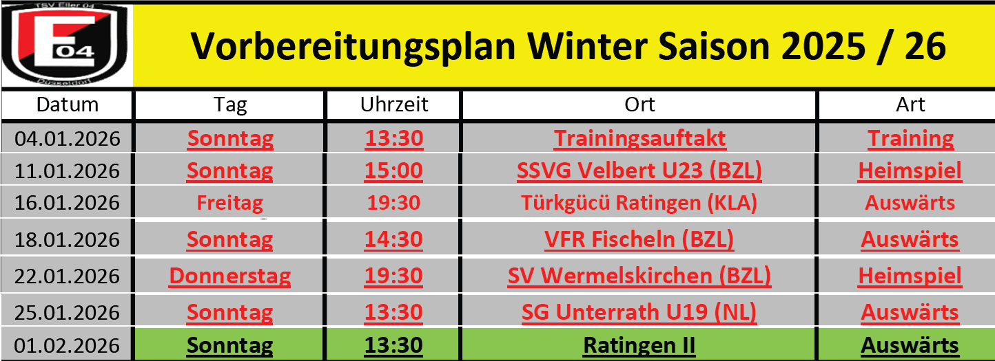 Die Vorbereitung für die Rückrunde startet bald ...