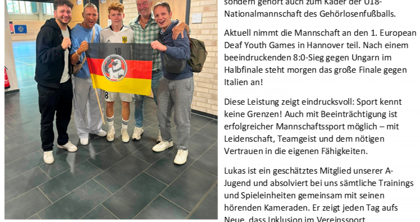 Lukas van Dinter im Finale der European Deaf Youth Games!