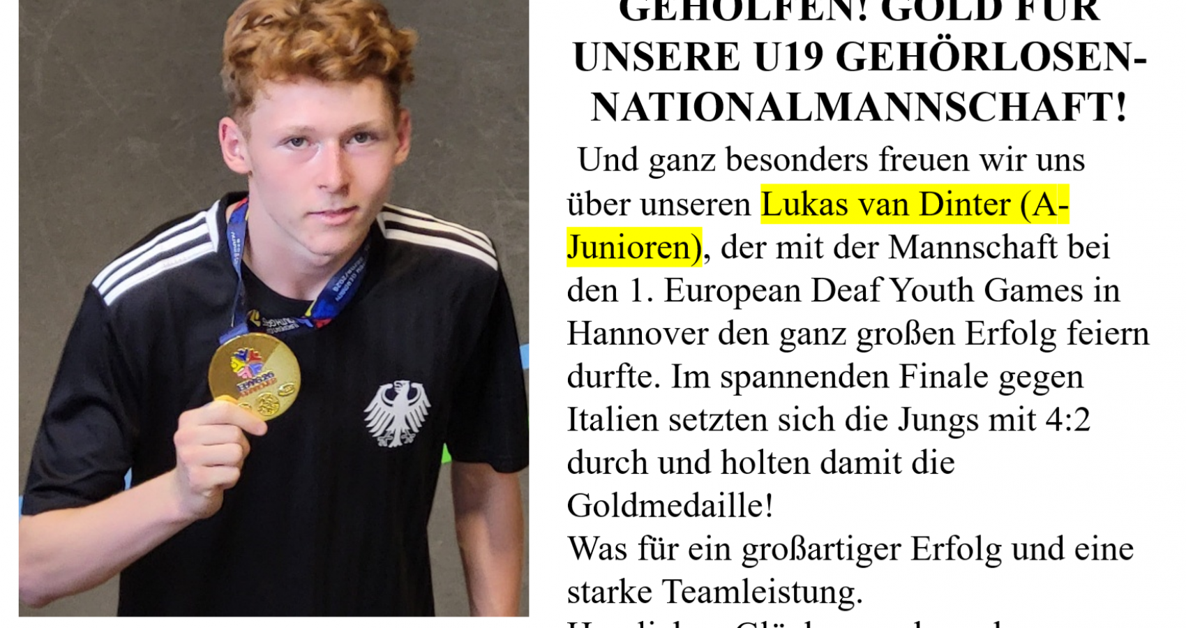 Lukas van Dinter ist mit seinem Team Europameister!