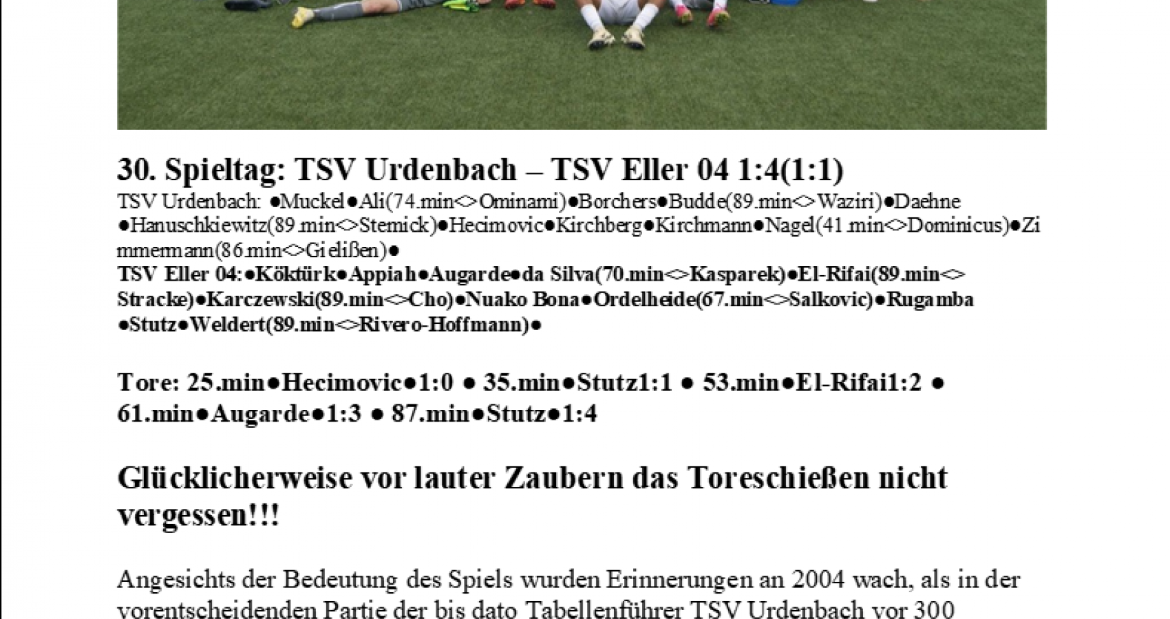 30.Spieltag: TSV Urdenbach - TSV Eller 04 1:4(1:1)