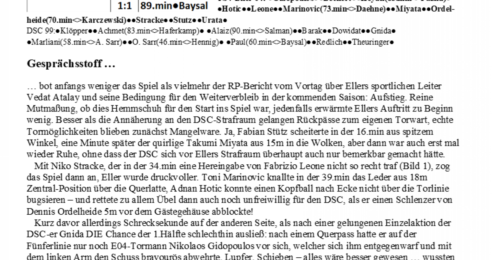 19.Bezirksliga-Spieltag  2025/26: TSV Eller 04 - DSC 99 1:1(0:0)