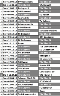 Spielplan Bezirksliga Erste Mannschaft